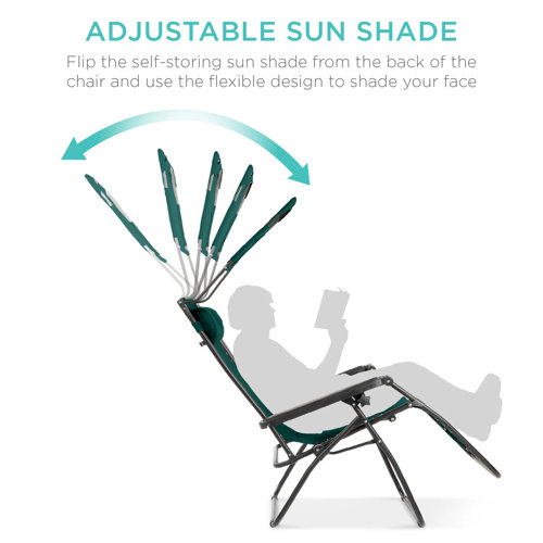 Arlmont & Co. Folding Zero Gravity Recliner Patio Lounge Chair W